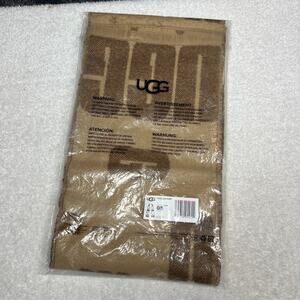 UGG Scarf Brown Beige Camel Logo Reversible Woven Warm Size 0/S